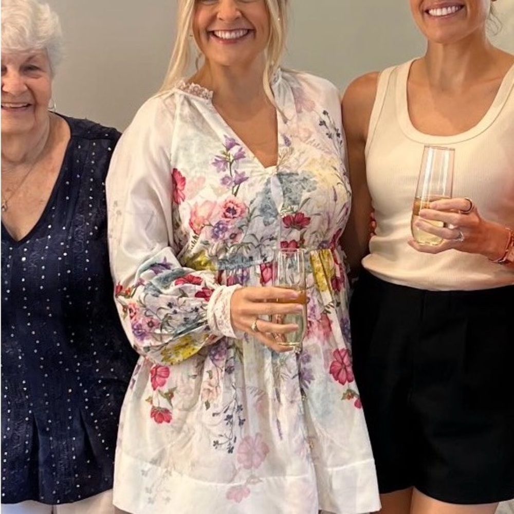 Anthropologie Floral White Tunic Dress